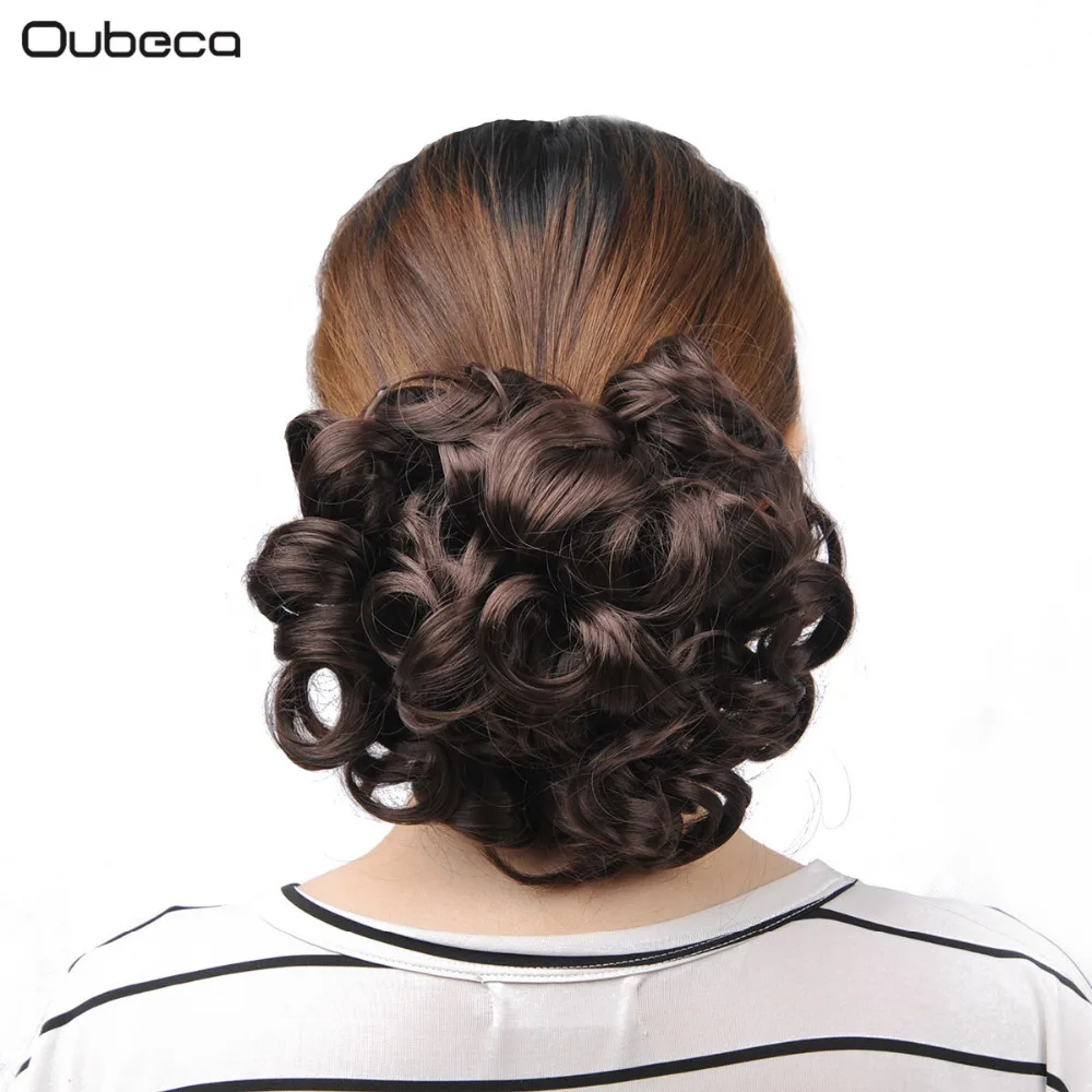 OUBECA Synthetic Curly Chignon Elastic Rubber Band With Plastic Combs
