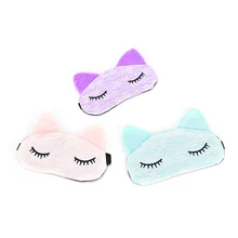 Karikatür dantel siperliği uyku maskesi kapak mikrofiber göz Eyepatch Blindfolds kalkan ışık sevimli kedi göz maskesi kapak