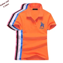 Горячая Распродажа летняя новая женская с короткими рукавами поло рубашки бренд лошадь женские хлопковые повседневные лацканы поло модные тонкие женские топы