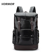 VORMOR Einfachen Patchwork Großraum Mens Leder Rucksack Für Reise Casual Männer Daypacks Leder Travle Rucksack mochila