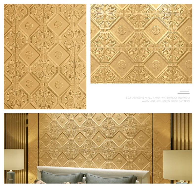 2x 3D Rhombus Flower Pattern Wall Sticker Covering Decor Renovate 585 x 585 x 7mm Eco-friendly PE Foam Waterproof