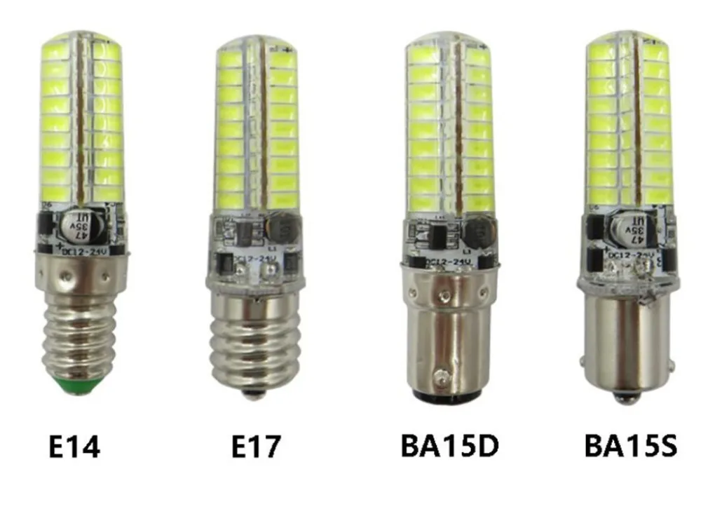 Светодиодный E11 12V E12 24V E14 AC12V E17 DC12V GY6.35 24V G5.3 BA15D AC12V E11 DC12~ 24V gu5.3 5730-72SMD E17 24V E14 силиконовый светодиодный