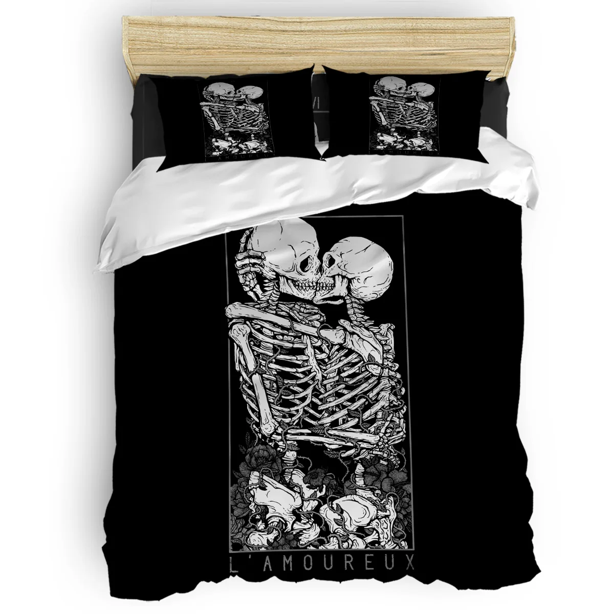 Details about product rose skull black duvet cover bedding set bed sheet twin full queen king type : black duvet cover set twin full queen