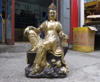 

26"Tibet Nepal Pure Bronze 24K Gild Sakyamuni Kwan-Yin Buddha Pagoda tower stupa