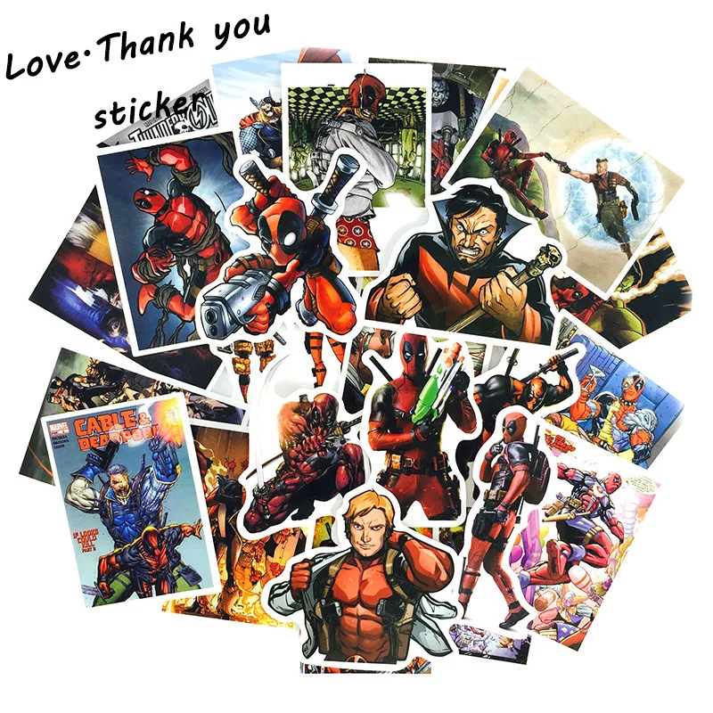 

NEW 40Pcs Pvc Waterproof Deadpool Sticker For Laptop Motorcycle Skateboard Luggage Decal Toy Stickers for kids