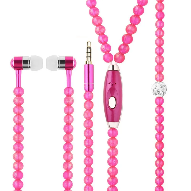 Fashionable Jewelry Pearl Necklace Earphones Pearl Earphone With Mic In