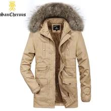 Зимние черные сапоги толстые Повседневное куртки мужские парки с капюшоном мужской пальто плюс Размеры L-3XL