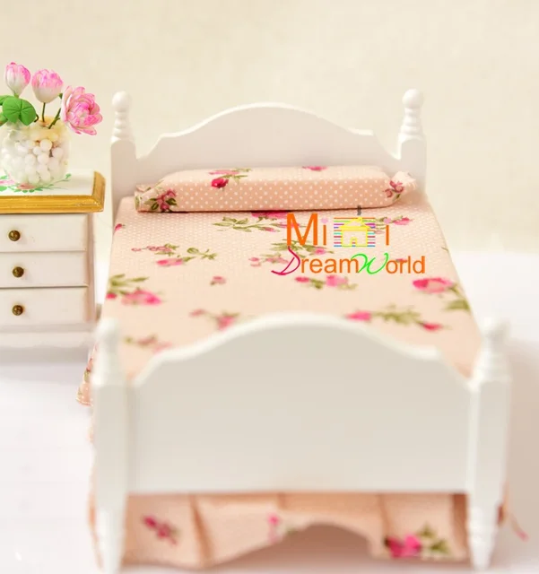 MINI Poppenhuis Mooie slaapkamer enkele bed met mini meubels ... MINI Poppenhuis Mooie slaapkamer enkele bed met mini meubels ...