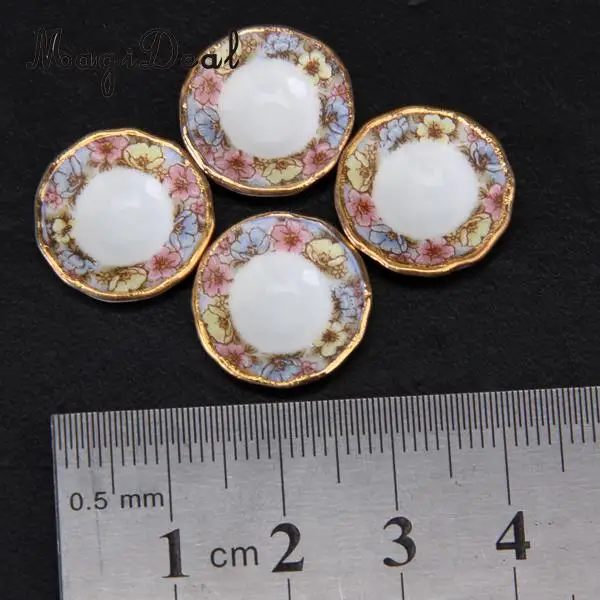 MagiDeal Hot Sale 40Pcs/Set Dollhouse Miniature Dining Ware Porcelain Tea Set Dish Plate Flowers Children Pretend Play Toys