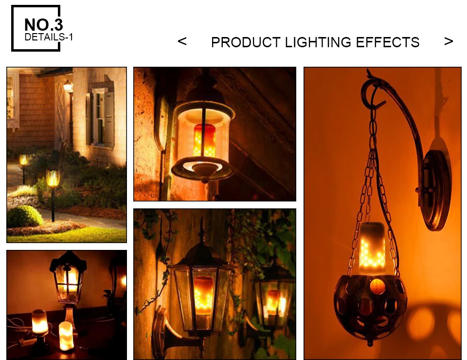 E14 E27 Ampoule LED Flame Effect Bulb 85-265V 3 Modes  (4)