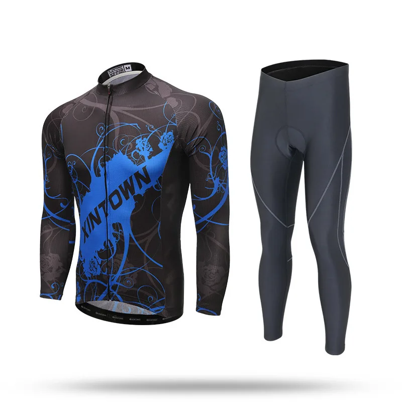 

XINTOWN Spring Autumn Men's Long Sleeve Cycling Jerseys Sets Breathable 3D Padded Bicycle Sportswear Cycling Clothing Sets