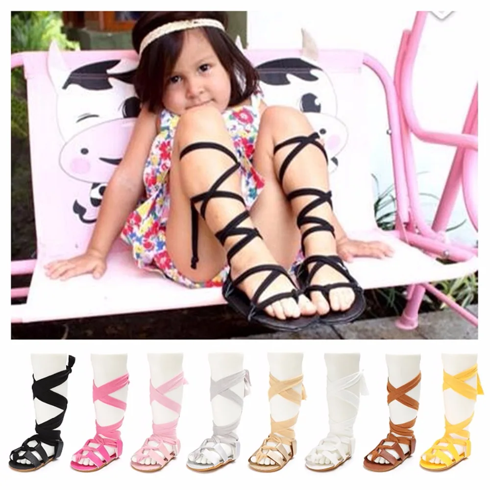 Puseky/Модный летний для новорожденных; обувь для маленьких девочек; детские сандалии-гладиаторы; обувь для первых шагов в римском стиле; ботинки на резиновой подошве