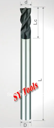 

6mm Four Flutes(long) Spiral Bit Milling Tools Carbide CNC Endmill Router bits hrc45 D6*25*D6*75