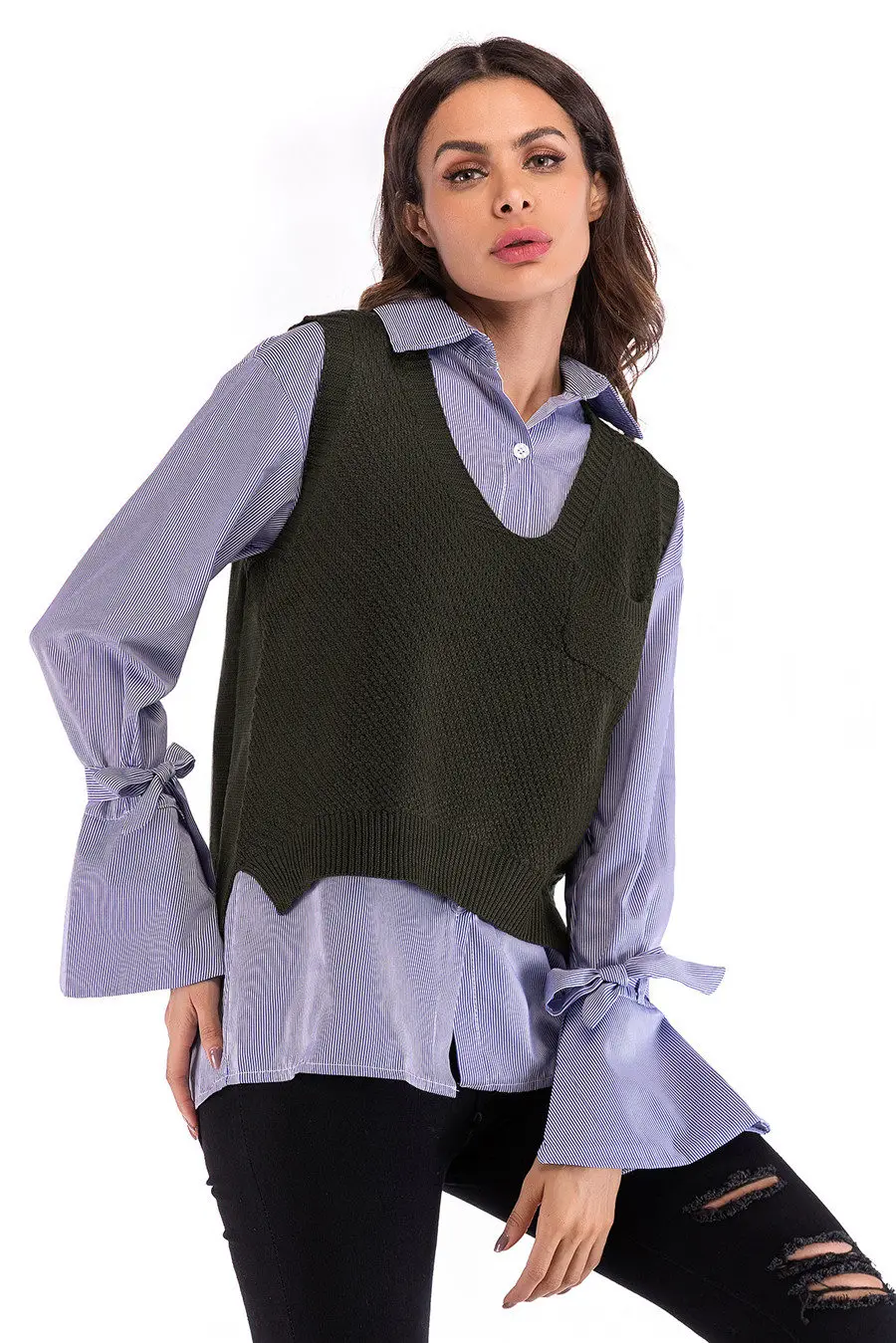 Gladiolus 2018 Fashion Knitwear Autumn Winter Sweater Women Sleeveless V-Neck Loose Knitted Waistcoat Women Vest Short Sweaters (13)