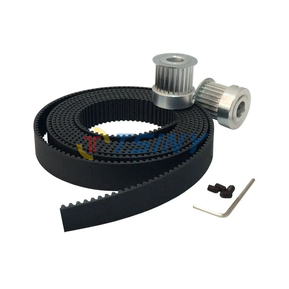 

2Pcs 22 Teeth HTD 3M Timing Pulley Bore 6mm 8mm & 2Meters 3M Open Ended Polyurethane with Steel Core Timing Belt Width 15mm