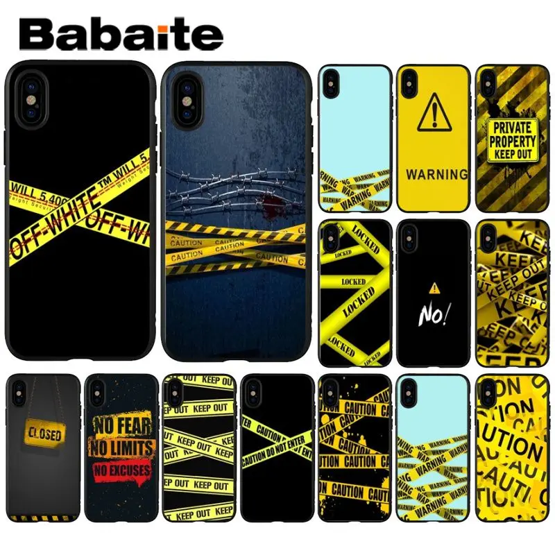 

Babaite Caution Pattern TPU Soft Phone Accessories Cell Phone Case for iPhone 5 5Sx 6 7 7plus 8 8Plus X XS MAX XR