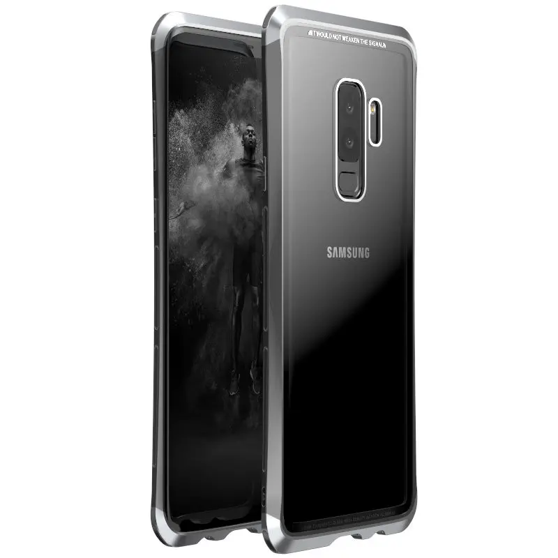 LUPHIE чехол для samsung Galaxy S9 S8 Plus Note 9 8 прозрачный стеклянный чехол для samsung S8 S9 металлический бампер прозрачные чехлы в виде ракушки - Цвет: Black Sliver