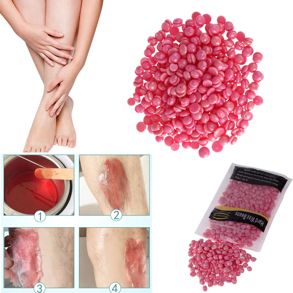 

100g Hair Removal Rose Flavor Wax Beans No Strip Depilatory Hot Film Hard Wax Pellet Waxing Bikini Hair Removal Brazilian Beans