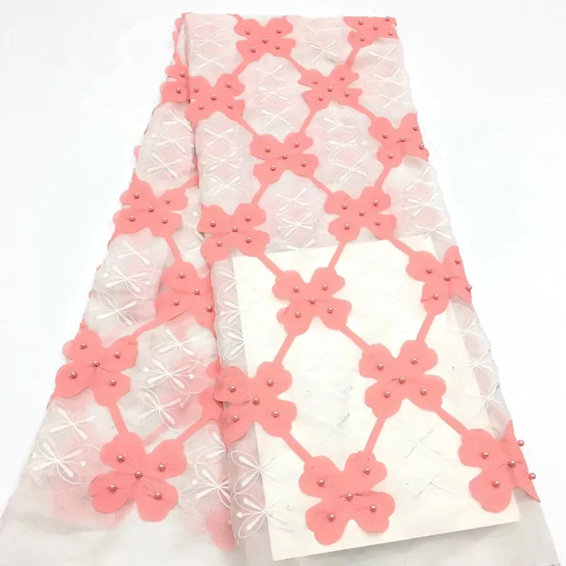 

Wholesale High Quality Net Lace Wedding Fashion Tulle Lace Fabric Material African Bridal Lace Fabric with Beads X1465