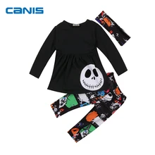 2017 New Brand 3pcs Toddler Infant Child Baby Kids Girls Outfits Headband T-shirt Floral Pants Clothes Set Halloween Outfit 2-7T