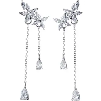 

Flower Earrings 100% 925 Sterling Silver Drop Earrings Silver Jewelry with Cubic Zirconia