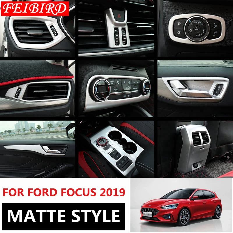 

Matte Silver Interior Mouldings For Ford Focus 2019 ABS Inner Door Armrest Window Lift Button Cover Trim