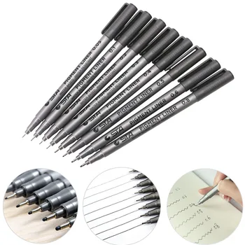 

Black Fine Line Pen Waterproof Writing Marker Sketching Art Pens 0.05-0.8mm W15