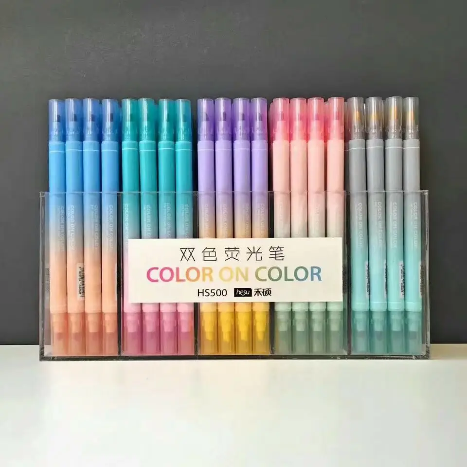 Double Colored Side Colorful Rainbow Highlighter Fluorescent Pen