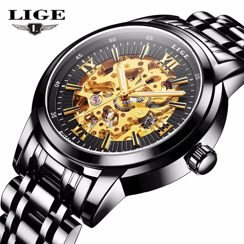 

Men Watches 2017 LIGE Men Watches Brand Luxury Famous Military Watch Men Clock Skeleton Automatic Wristwatch Relogio Masculino