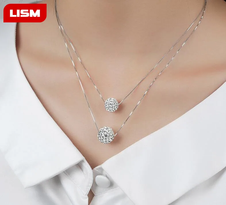 

Double Layer 925 Sterling Silver Zircon Ball Necklaces & Pendants Sterling-silver Jewelry