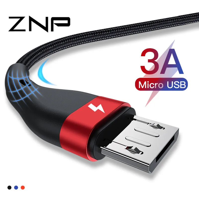 ZNP Micro USB Cable For Xiaomi Redmi Note 5 Pro Cord 3A Fast Charging Microusb Cable For Samsung Honor Android Micro Data Cable