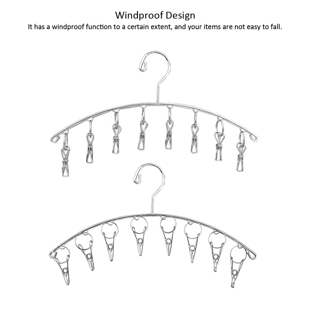 8 зажимов вешалка для одежды из нержавеющей стали ветрозащитные прищепки Одежда Носки Нижнее белье Подгузники бюстгальтеры полотенце нижнее белье сушилка