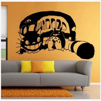 japanese cartoon totoro vinyl wall decal creative big cat bus anime