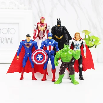 

6pcs/Lot Marvel Avengers superhero Infinity War Iron Man Hulk American Captain Superman Batman Thor Super Heroes Figures Toys