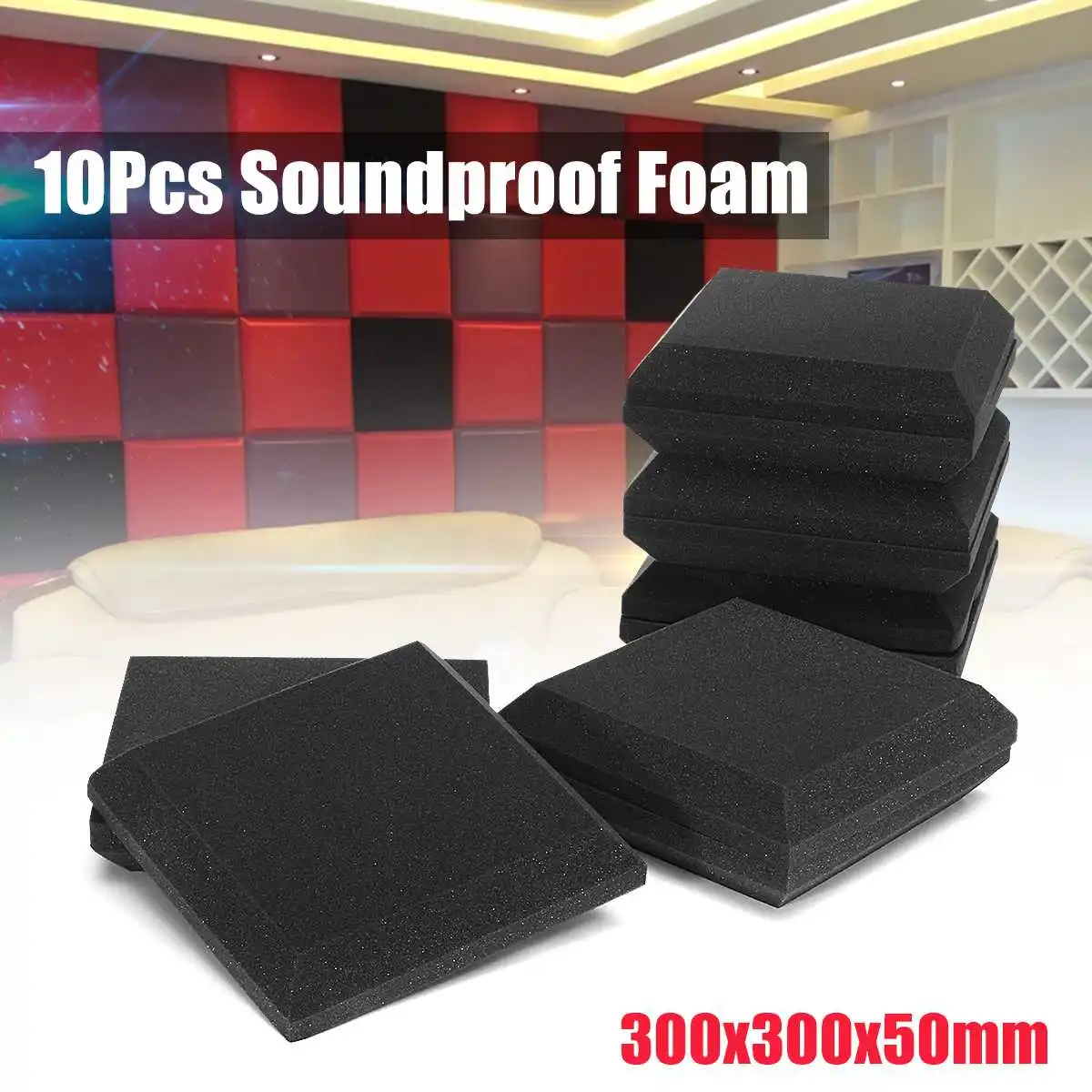 

10Pcs 30x30x5cm Acoustic Panels Studio Soundproofing Foam Tiles Absorption Tiles Polyurethane foam