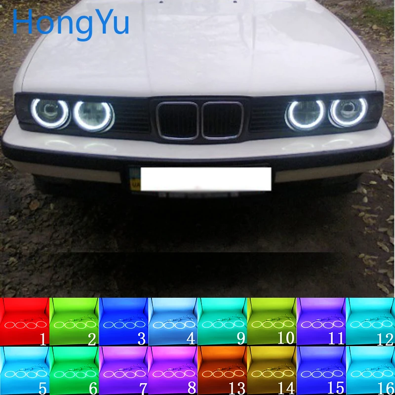 Для BMW E30 E32 E34 Аксессуары Последние Фары многоцветный RGB светодиодный ангельские глазки Halo Кольцо глаз DRL RF пульт дистанционного управления