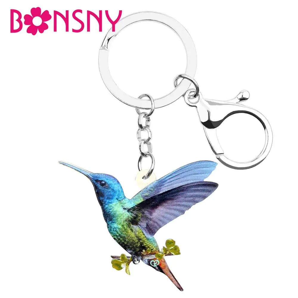 

Bonsny Acrylic Green Flying Hummingbird Keychain Keyrings Cute Animal Jewelry For Women Girls Teens Charms Lots Gift Decoration