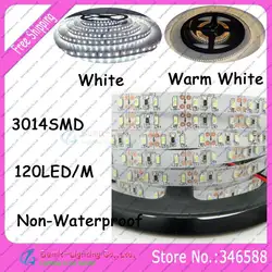 5 м/roll 600 светодиодов супер яркий 3014smd DC12V 120LED/м гибкий Светодиодные ленты-Водонепроницаемый, белый/теплый белый Цвет