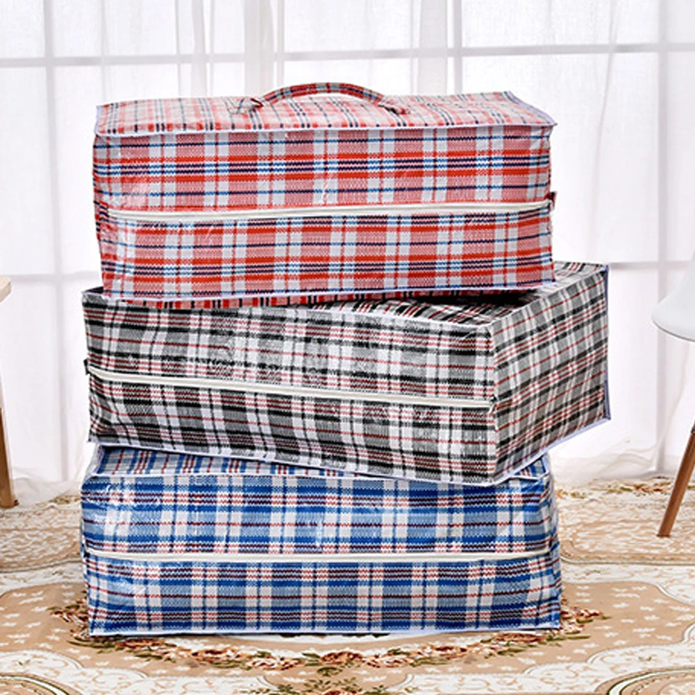 jumbo plastic checkered storage laundry shopping bolsas