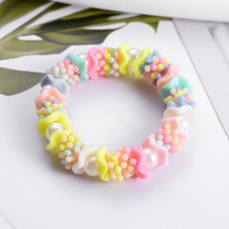 SUKI Детский Эластичный браслет для девочек, разноцветный акриловый искусственный жемчуг, детский игрушечный браслет, браслет, подарок на день рождения, ювелирное изделие