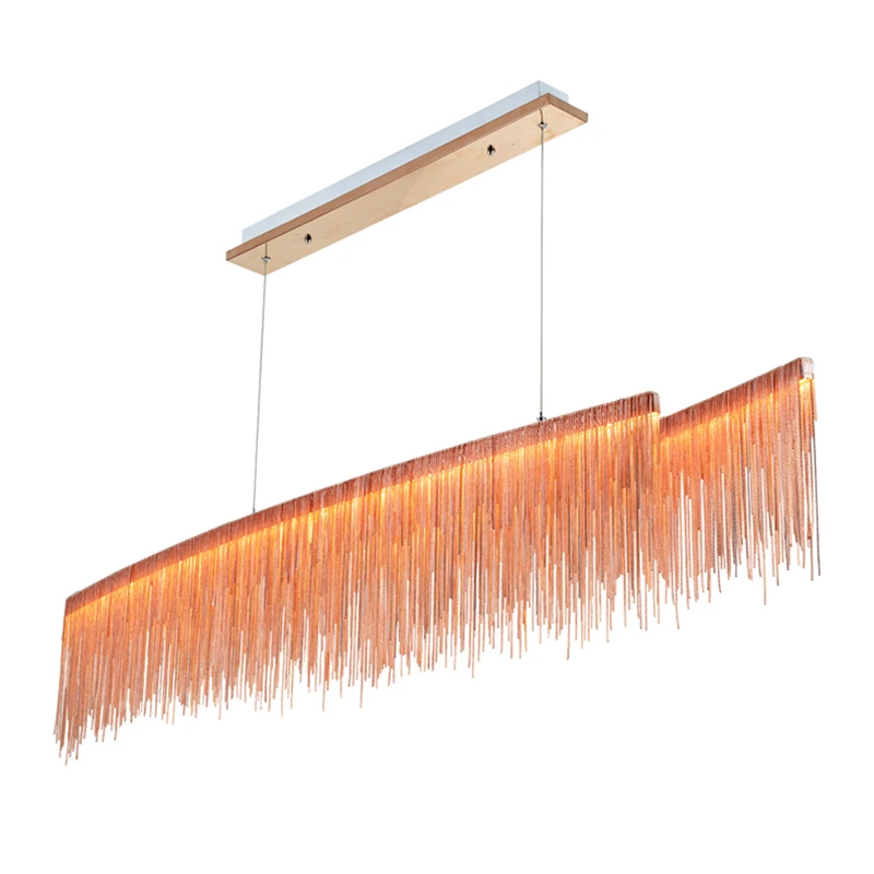 

Post Modern Chandeler Lights Restaurant Luxury Hotel Living Room Art Deco Chrome Aluminum Chain Hanging Lights