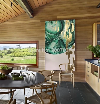 

King Size Pure Hand-painted High Quality Abstract Wall Art Oil Painting on Canvas Abstract Green Oil Painting for Living Room