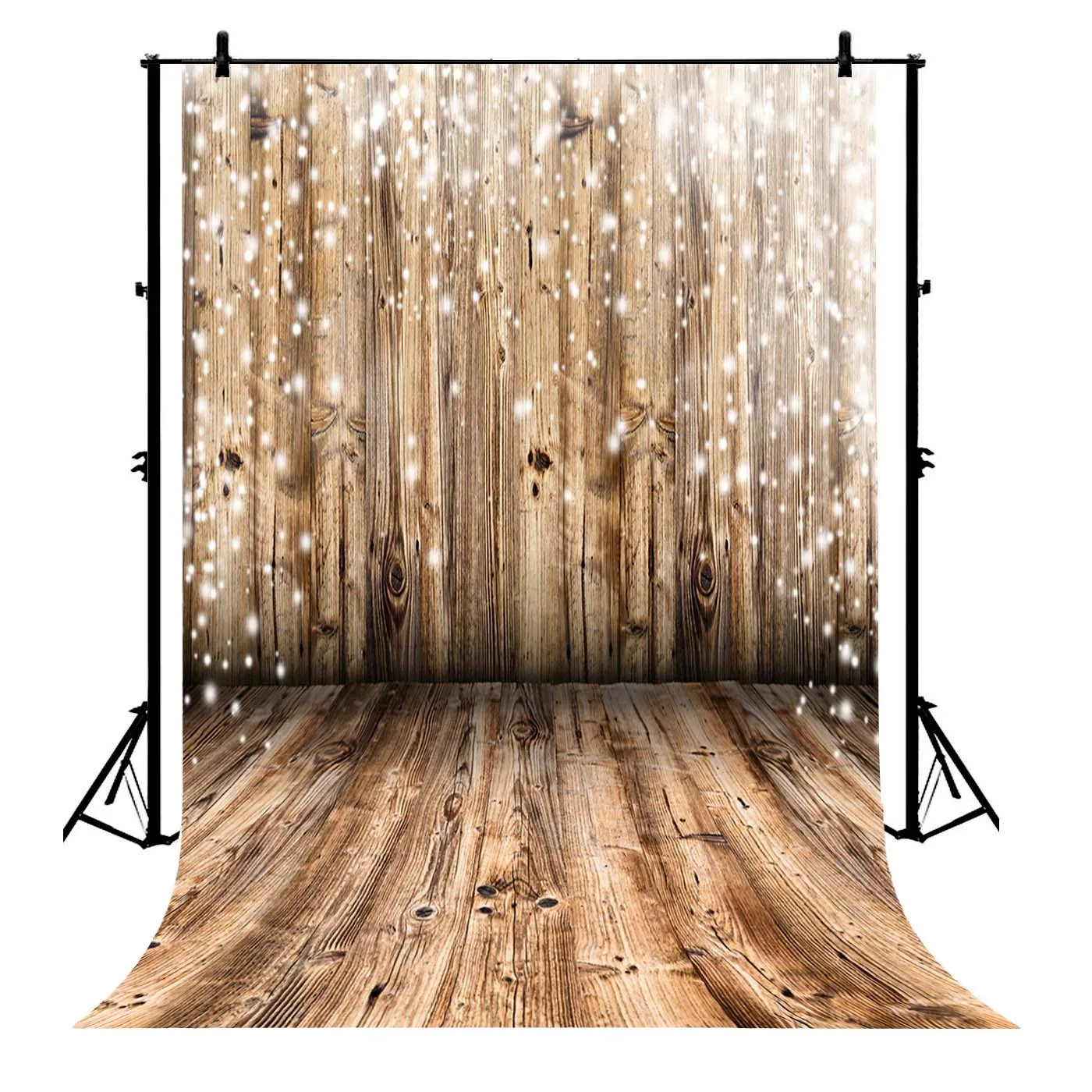

5x7ft Wood Wooden Wall Floor Bokeh Dot Polyester Photo Background Portrait Backdrop