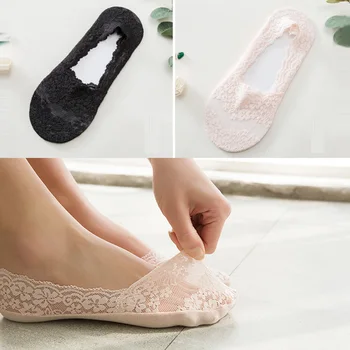 

Sexy Lace Boat Socks Spring Summer Fashion Women Girls Antiskid Invisible Loafer Boat Shoes Low Cut Floor Socks Slippers
