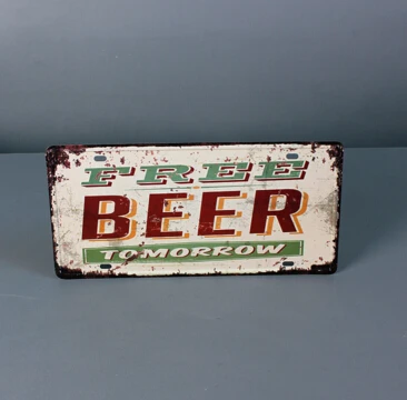 

Free Beer License Plate Wall Sticker Tin Sign Metal License Plate Antique Metal Tin Poster Coffee & Pub Wall Decor