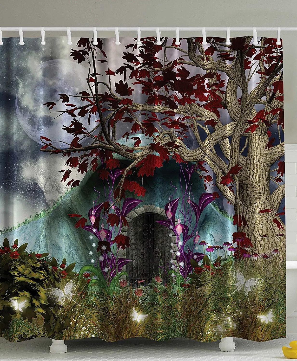 Memory Home Mystical Magical Tree Anime Moon Fabric Shower Curtain