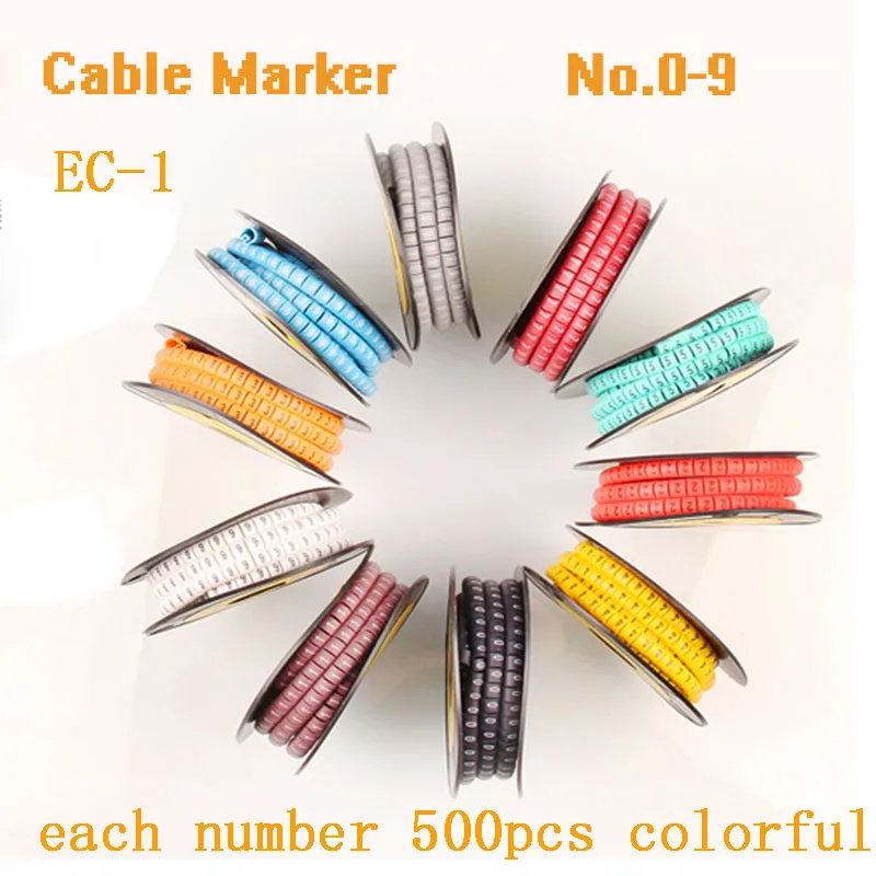 5000-3000 шт. желтый цвет Кабельные маркеры микс номер EC-0 EC-1 EC-2 EC-3 Маркер кабельной проводки номер 0 до 9 ПВХ материал проводов маркер - Цвет: EC-1-color-5000pcs