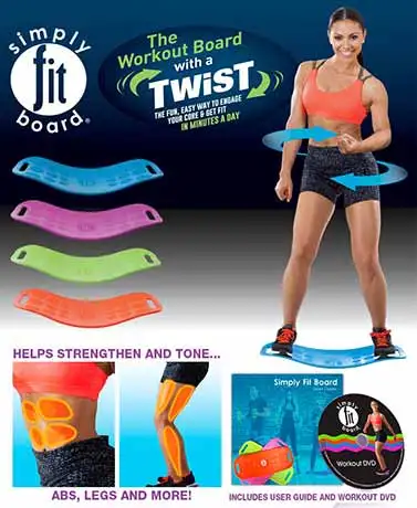 

Simply Fit Board Dynamic Lightweight Portable Workout Board With A Twist Strengthen ABS Legs Up To 400lbs 4 Colors