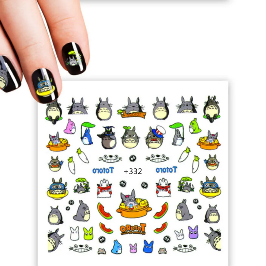 

1 PCS False Nail Cartoon TotoroTips Clear Black Fan Finger Nail Art Display Practice Acrylic UV Gel Polish Tool Manicure TLY27