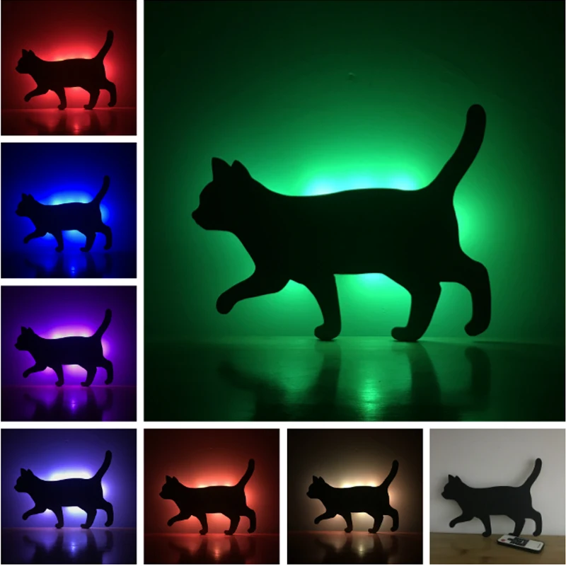 

Amroe creative RC control LED Night light Walking Cat Wall porch Kid bedroom Decoration Path light lava lampara 7 color change